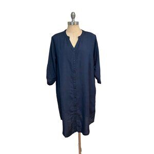 Veda Womens Navy Blue Button-Down oversize Tunic Dress Small NWT